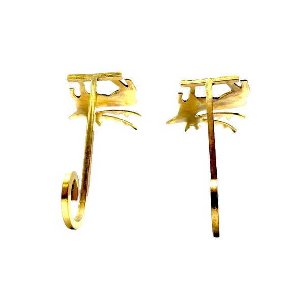 Vintage Brass Deer Christmas Stocking & Candle Holders Set Of 3 - Picture 7 of 10